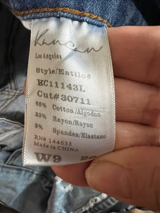 Kancan High Rise Distressed Raw Hem Denim Shorts - Picture 6 of 7